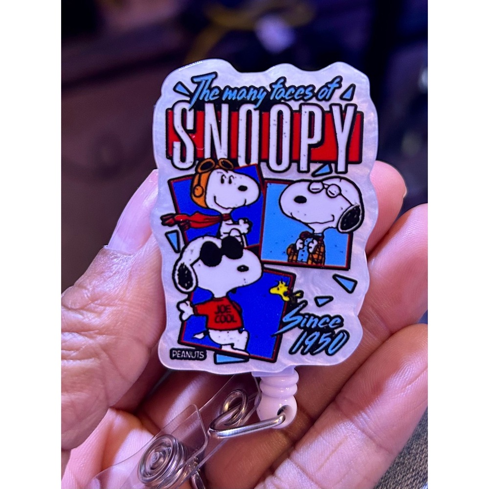 Peanuts Snoopy Retractable Badge Reel Joe Cool Flying Ace ID Holder Clip